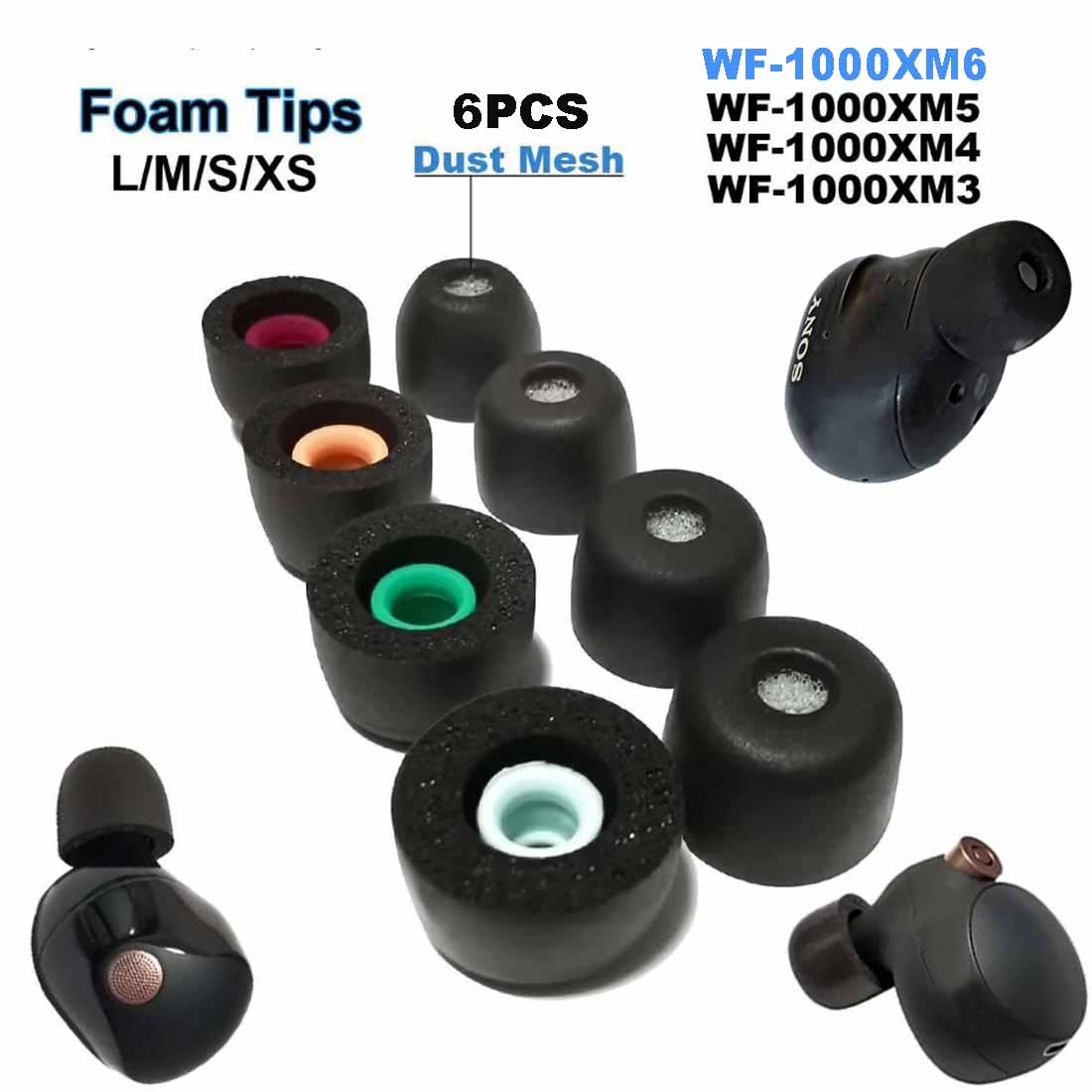 Earphone Foam Tip - 6 uds. de almohadillas de espuma